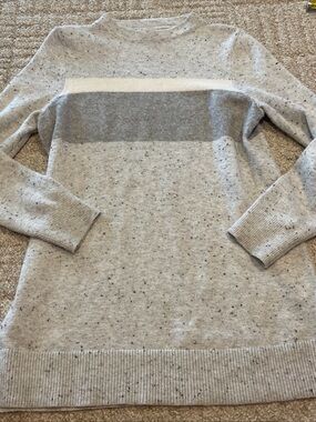 Loft Mockneck Sweater Tunic Large Light Grey White With Flecks Of Color